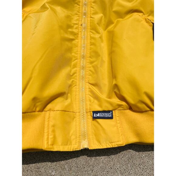 Vtg Y2K LA Loving Jacket Men Sz XL Yellow Collared Fleece Lined Full Zip Pockets - Picture 7 of 7